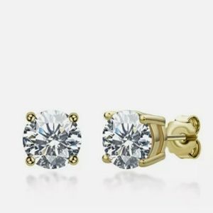 Diamond Simulant Stud EARRINGS (CZ), set in 14 CT Gold.